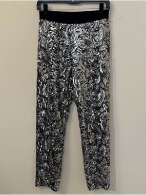 NWT Anthropologie Porridge Pascaline Crisp Silver Sequined Fully Lined Pants